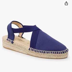 PICON HANDMADE ANTHROPOLOGIE Espadrille Wedge  size 7.5 - woman’s navy